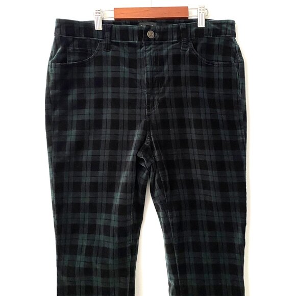 Talbots Velveteen Straight Leg Pants Black Watch Tartan - Picture 5 of 11